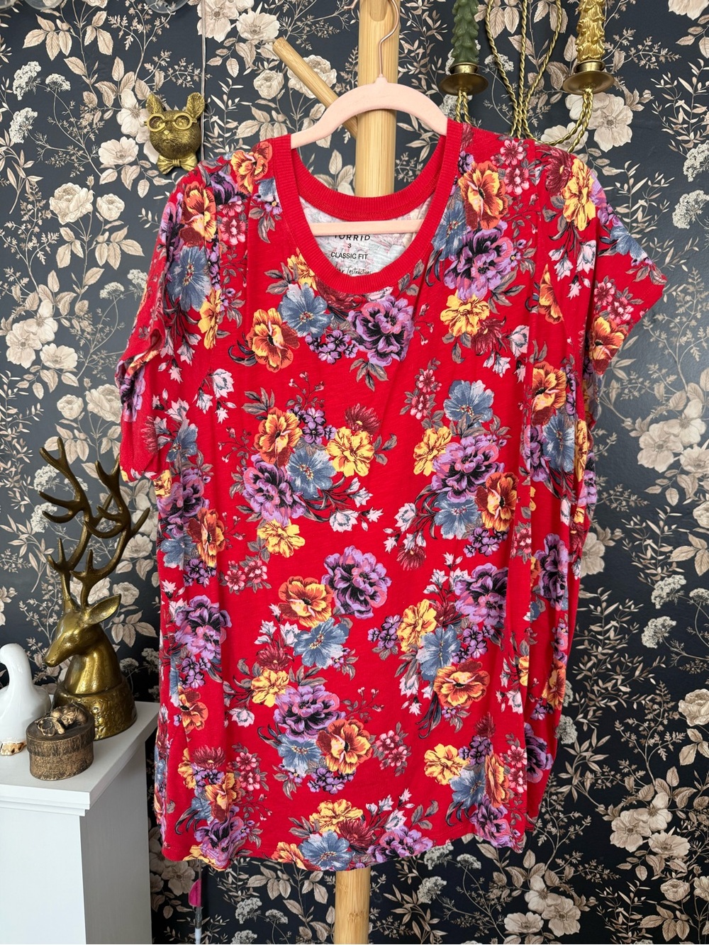 torrid Red Floral Short Sleeve Tee